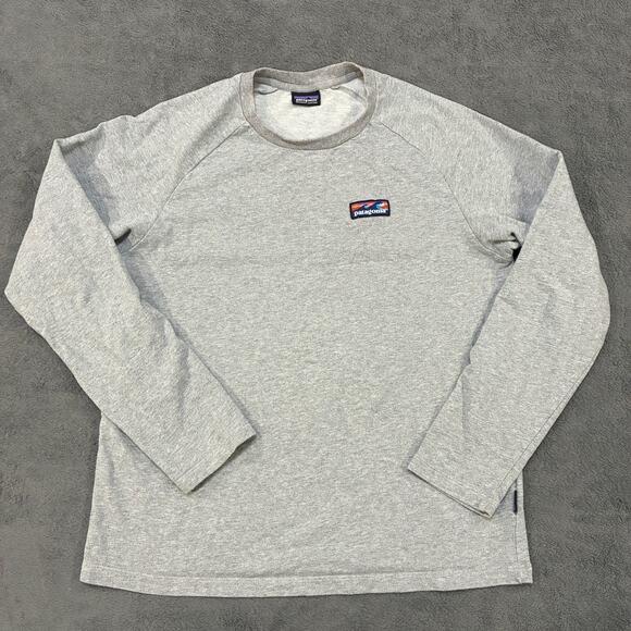 Patagonia Board Label Light Gray Outdoor Long Sleeve Sweatshirt Mens Size Medium - Picture 1 of 10